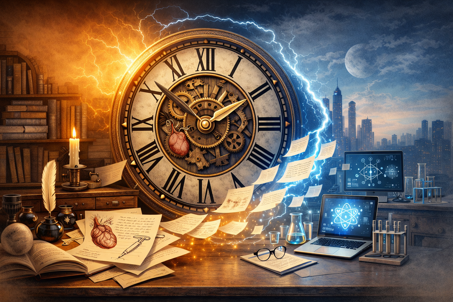 The passage of time in science.